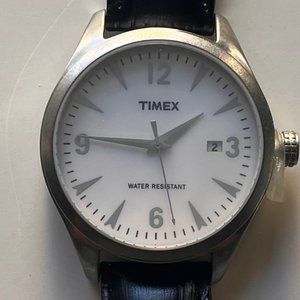 Timex Originals T2N531 Mens Originals White Dial Black Leather Strap Watch